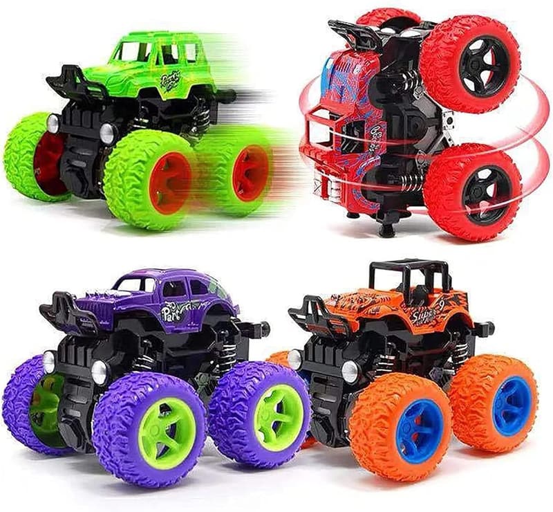 Birthday Party Gift: 4-Pack Monster Truck Push & Go Toys
