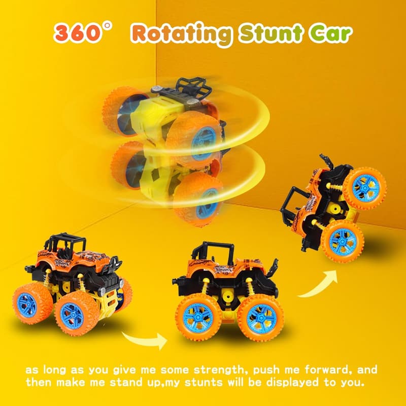Birthday Party Gift: 4-Pack Monster Truck Push & Go Toys
