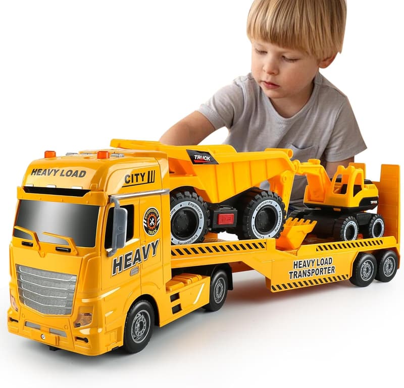 Construction Carrier Truck Toy Set for Kids Ages 3-6