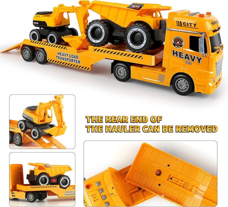 Construction Carrier Truck Toy Set for Kids Ages 3-6