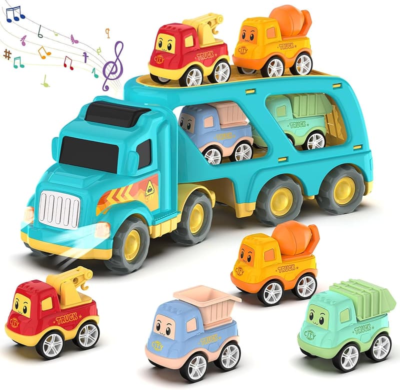 Toy Trucks Set for Toddlers - Construction Vehicles & Cars