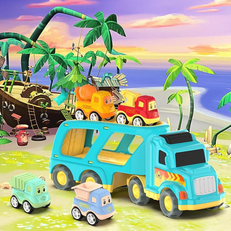 Toy Trucks Set for Toddlers - Construction Vehicles & Cars