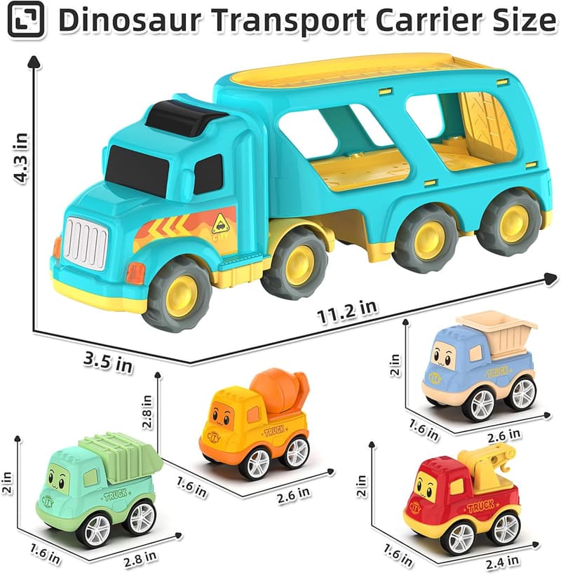 Toy Trucks Set for Toddlers - Construction Vehicles & Cars