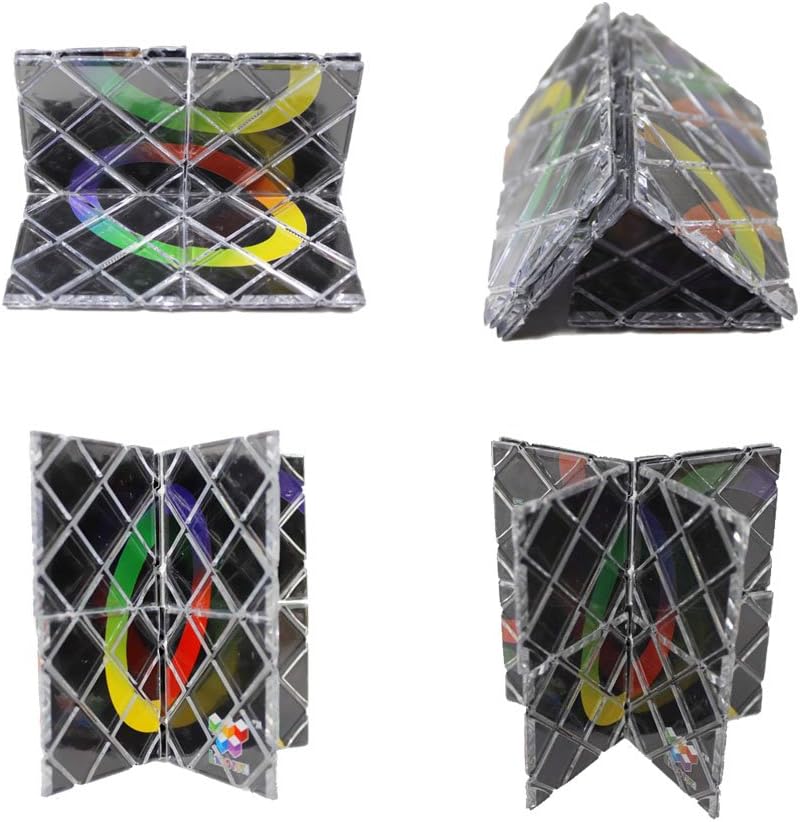 Magic Folding Puzzle Cube - 8 Panels, 3 Rings, Black
