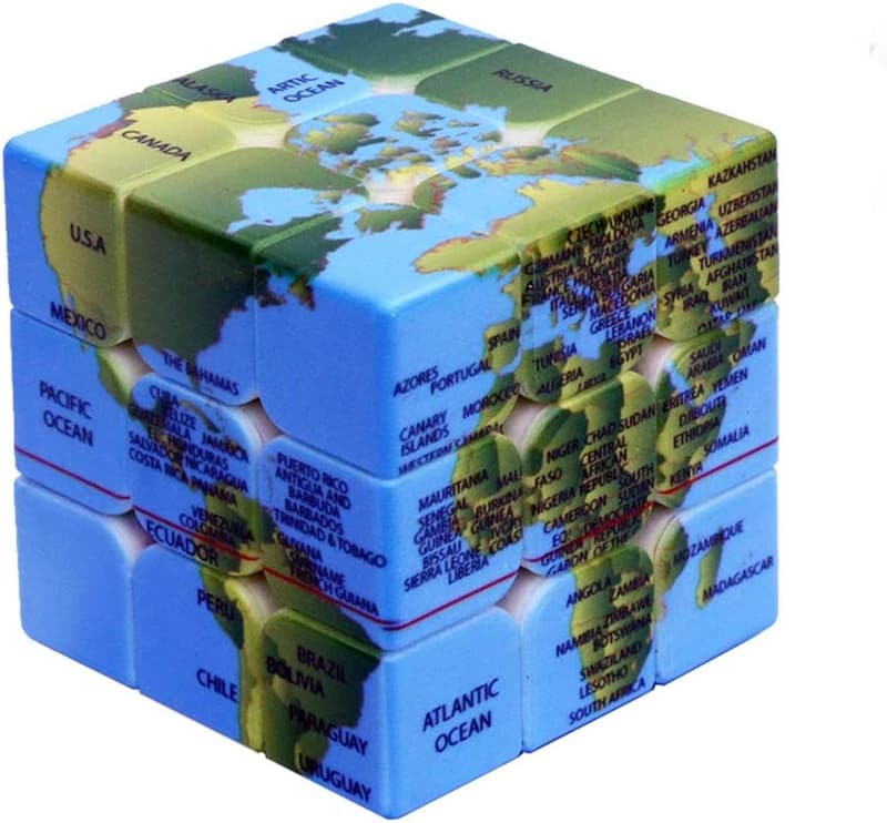 World Map Speed Cube Puzzle - 5.6cm Magic IQ Game