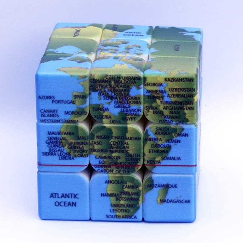 World Map Speed Cube Puzzle - 5.6cm Magic IQ Game