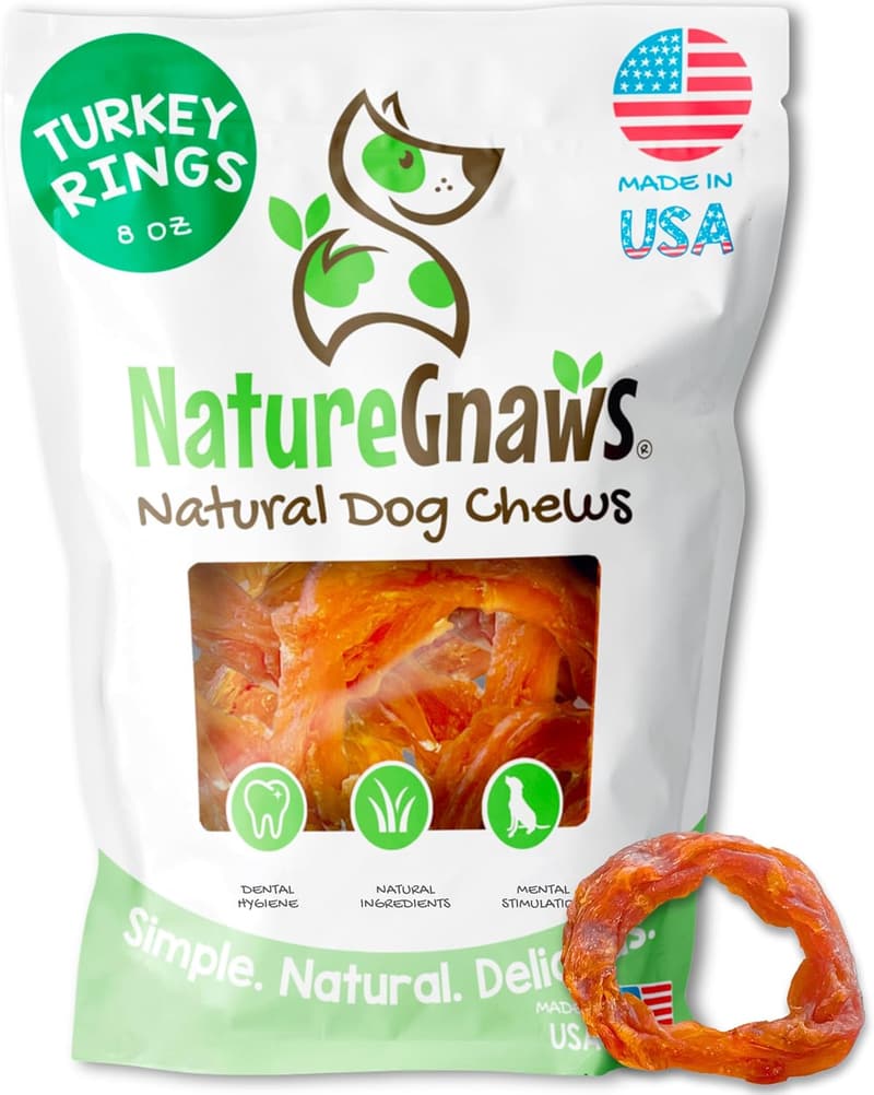 Turkey Tendon Rings Dog Treats - Grain-Free Snack (8oz)