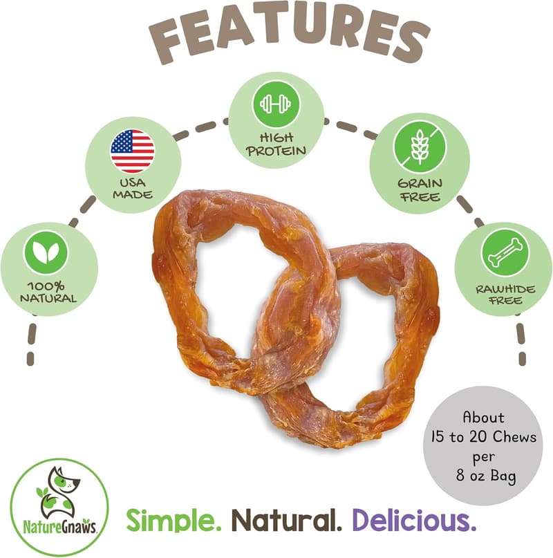 Turkey Tendon Rings Dog Treats - Grain-Free Snack (8oz)