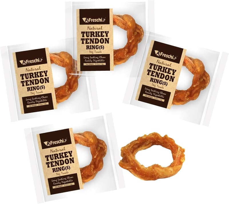 Natural Turkey Tendon Chews for Dogs - Hypoallergenic, 4-Pack