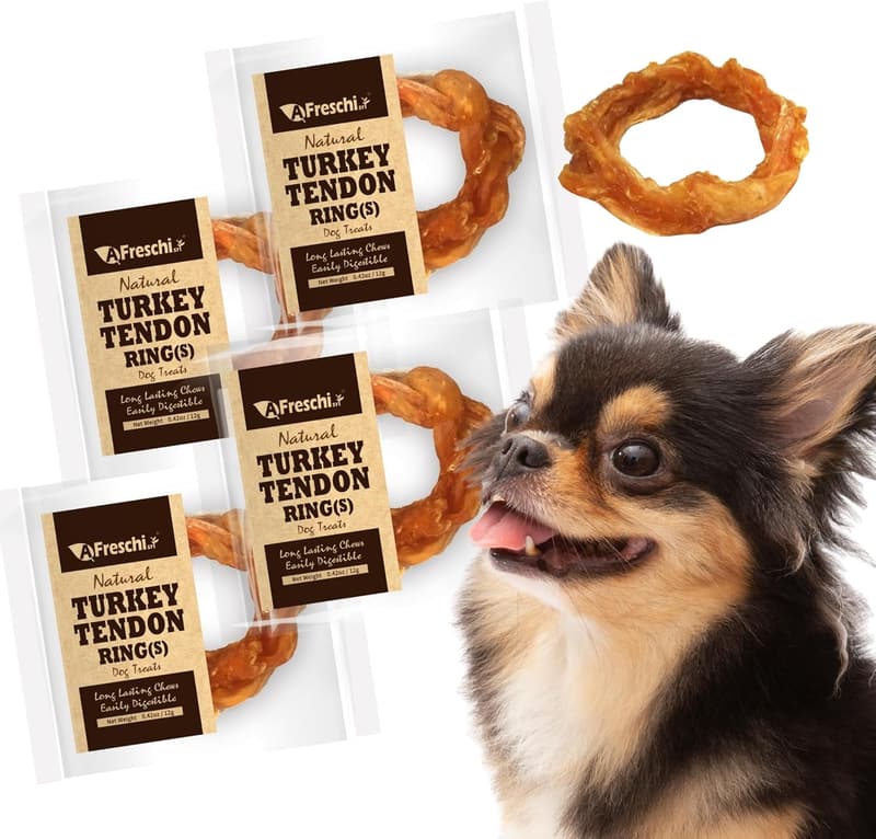 Natural Turkey Tendon Chews for Dogs - Hypoallergenic, 4-Pack