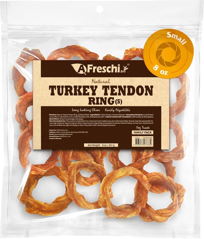 Natural Turkey Tendon Chew Ring for Small Breeds 8 oz