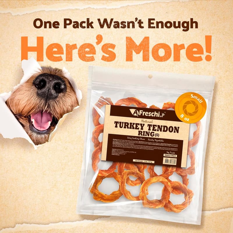 Natural Turkey Tendon Chew Ring for Small Breeds 8 oz