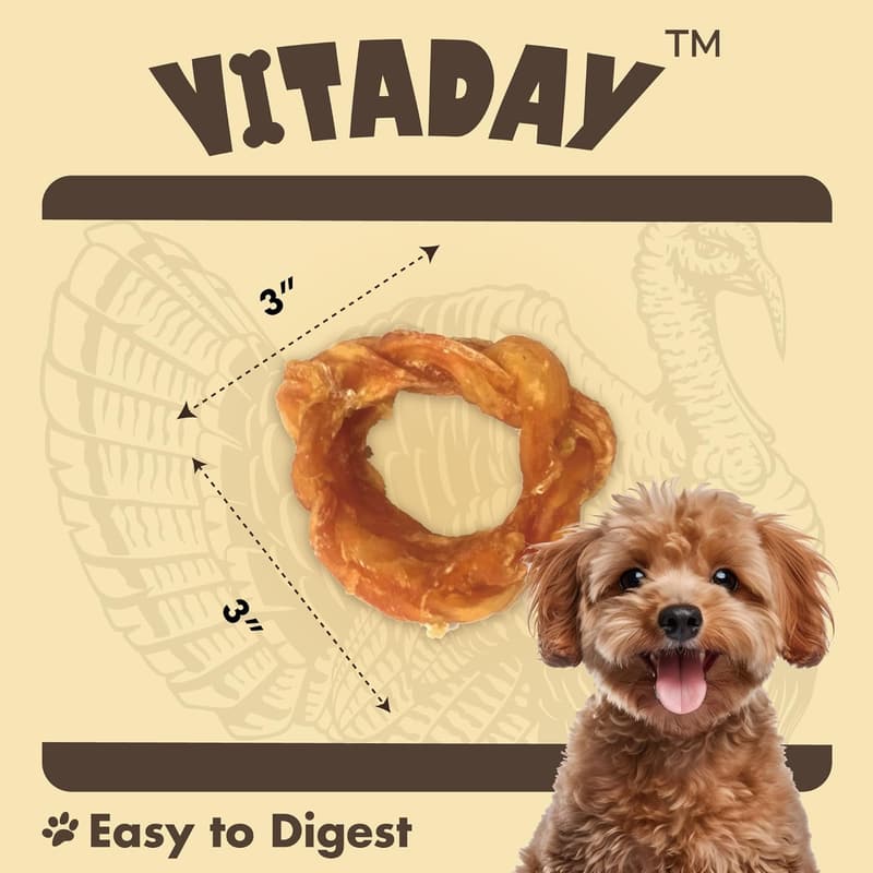 Natural Turkey Tendon Dog Chews - Pack of 4, Hypoallergenic