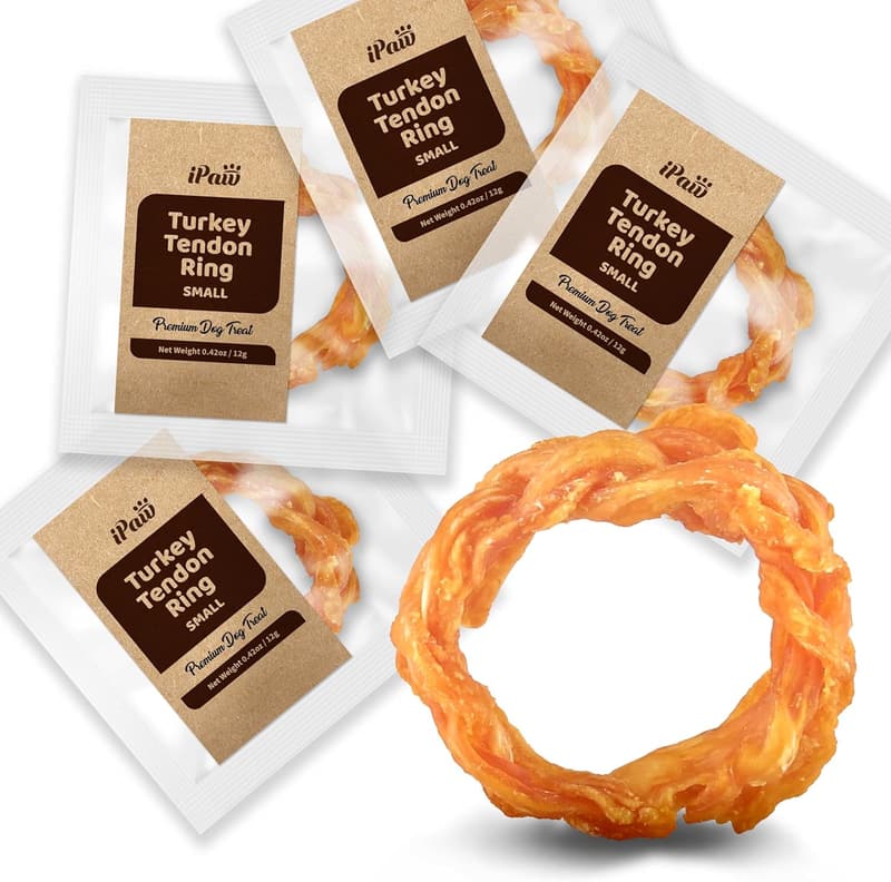 Hypoallergenic Turkey Tendon Dog Treats - All Natural, 4 Pack