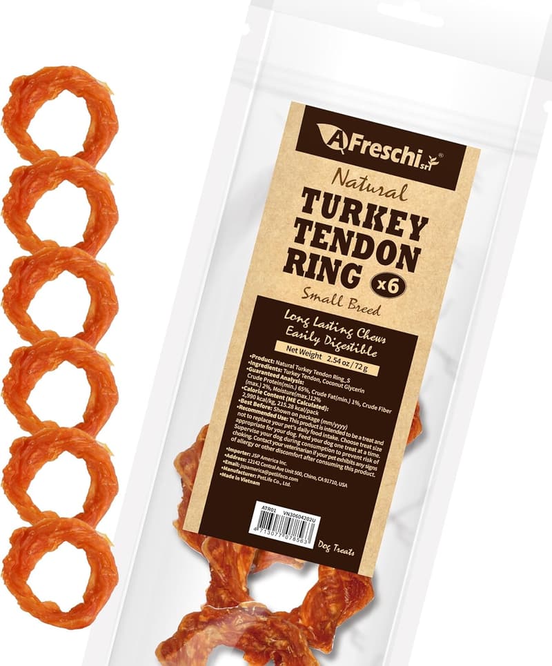 All-Natural USA Turkey Tendon Chews for Small Dogs - 6 Pieces