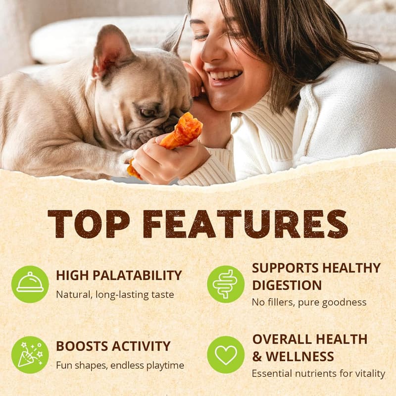 All-Natural USA Turkey Tendon Chews for Small Dogs - 6 Pieces