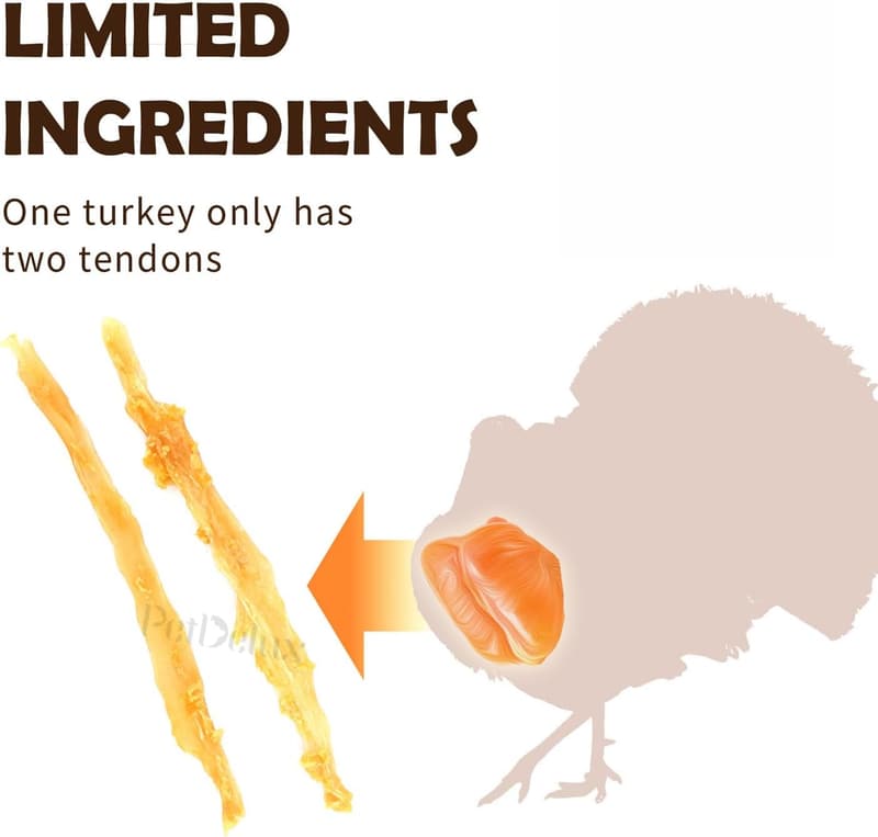 Natural Turkey Tendon Chew for Dogs - Hypoallergenic, Human Grade