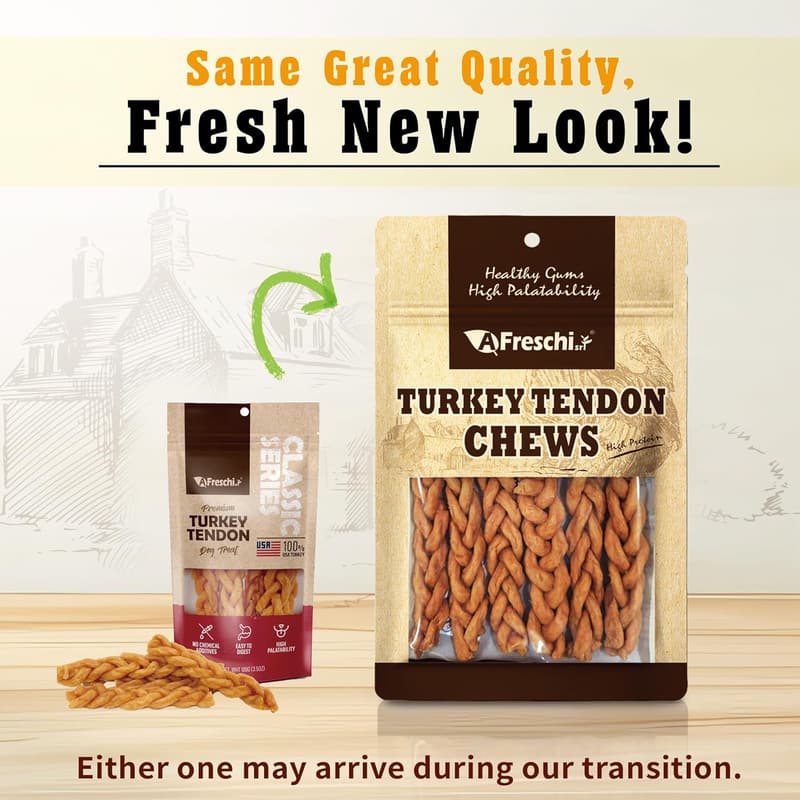 All-Natural Turkey Tendon Braided Dog Treats - 3.5 oz
