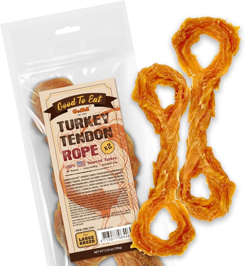 Premium USA-Sourced Turkey Tendon Dog Treats for Large Dogs