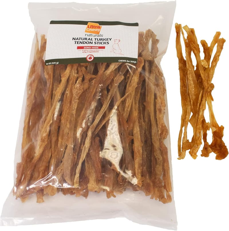 All-Natural Turkey Tendon Dog Chew Sticks - 1 lb Pack