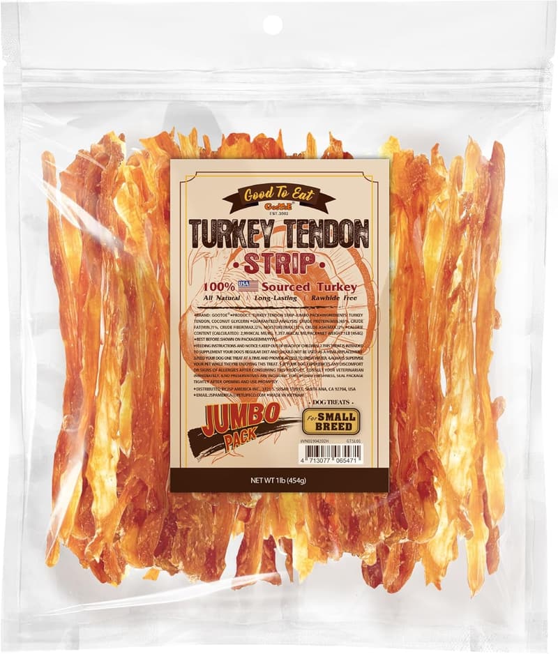 USA Sourced Turkey Tendon Dog Treats for Small Dogs, 1 lb