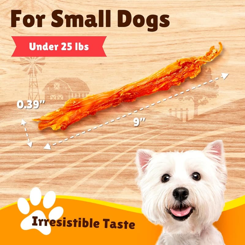 USA Sourced Turkey Tendon Dog Treats for Small Dogs, 1 lb