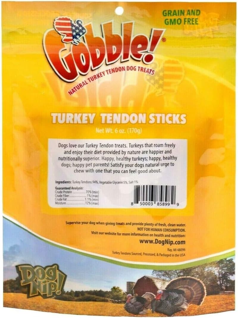 All-Natural 6-Inch Turkey Tendon Dog Chew Treats - 6 oz.
