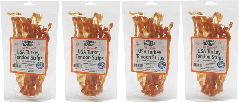 USA-Made 3oz Turkey Tendon Dog Chew Treats (4 Pack)