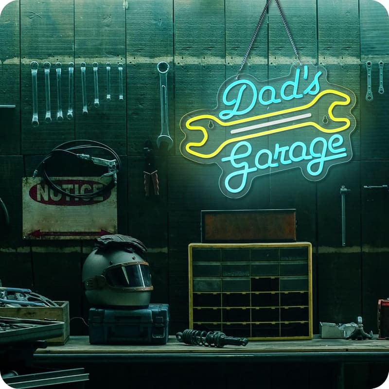Dad's Garage LED Neon Sign - Wall Decor for Father's Day