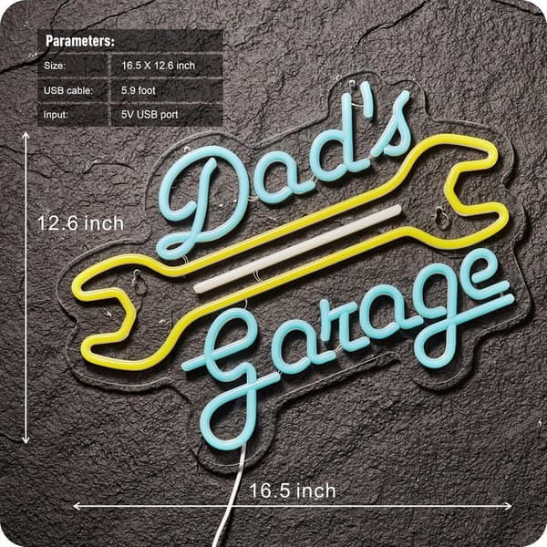 Dad's Garage LED Neon Sign - Wall Decor for Father's Day