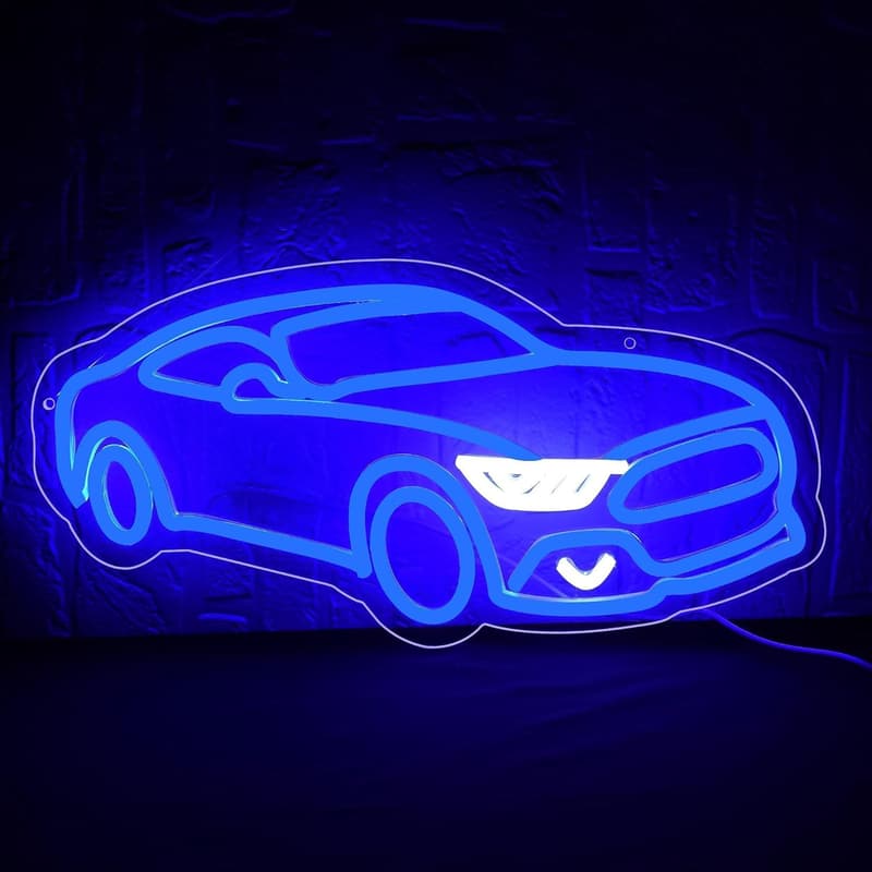 LED Car Neon Wall Sign for Boys' Room or Man Cave Decor