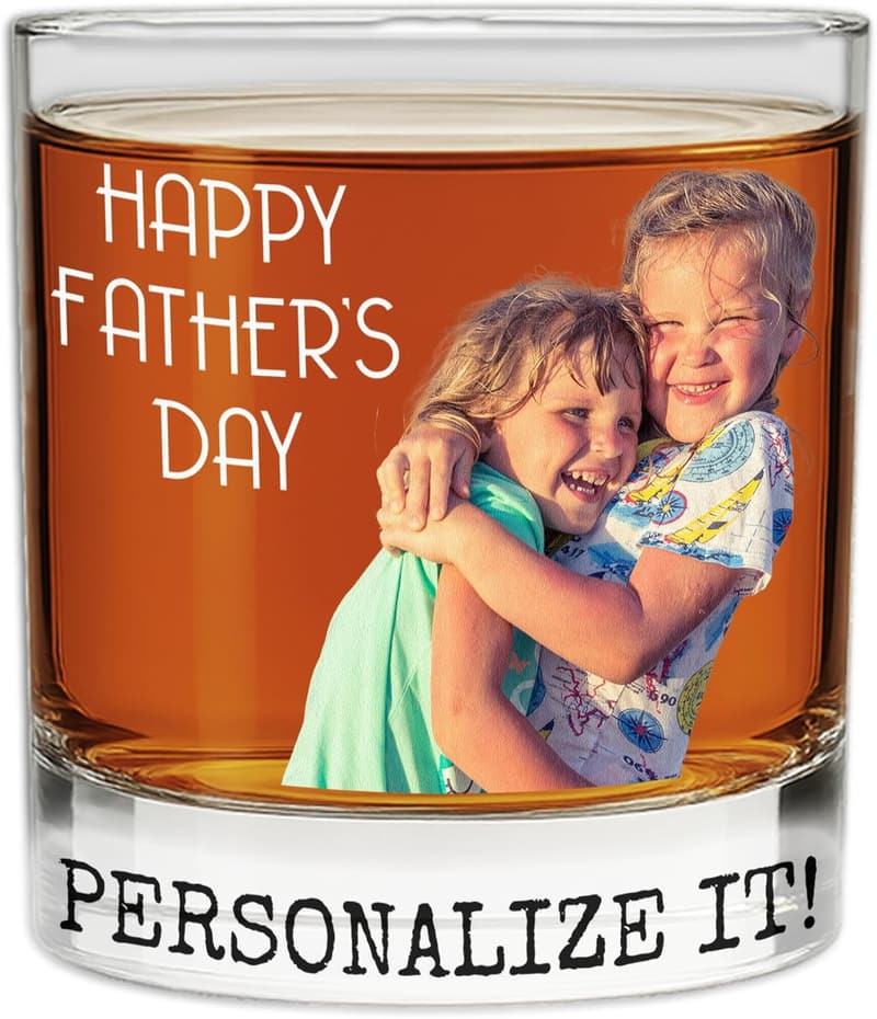 Personalized Father's Day Photo Whiskey Glass - Custom 11oz Gift