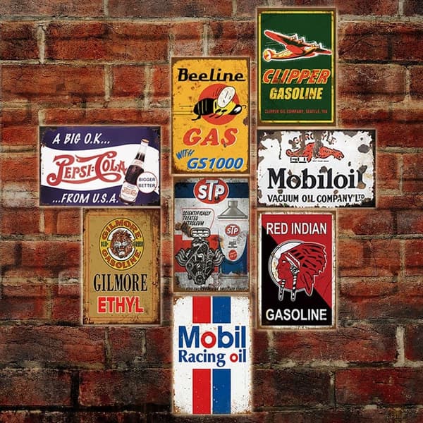 35 Vintage Tin Signs for Garage & Man Cave Decor, 8x12 Inch