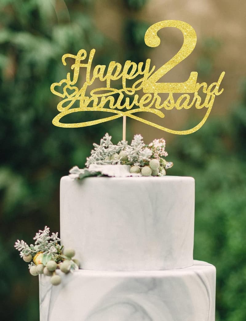 2nd Anniversary Cake Topper - Wedding Party Decoration