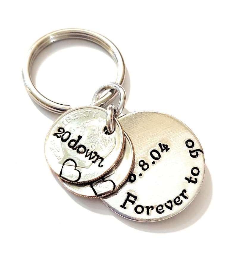 20th Anniversary Wedding Year Dimes Keychain