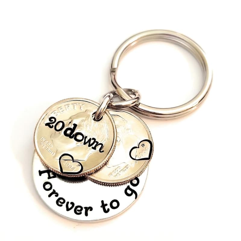 20th Anniversary Wedding Year Dimes Keychain