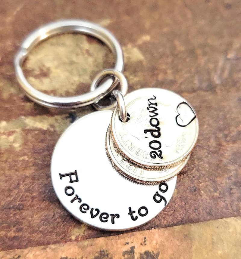 20th Anniversary Wedding Year Dimes Keychain