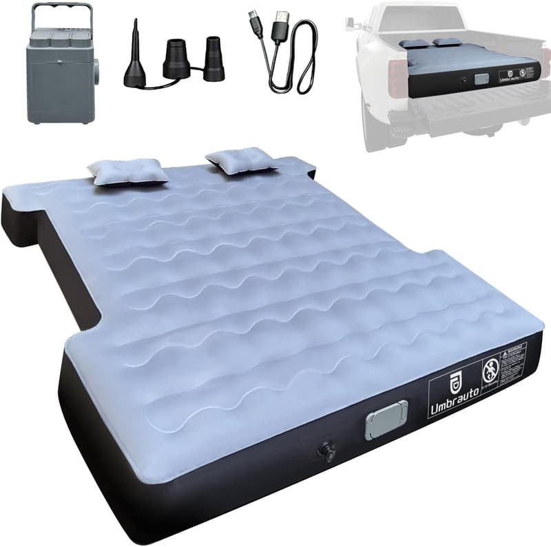 Inflatable Pickup Air Mattress with Detachable Pump for Camping