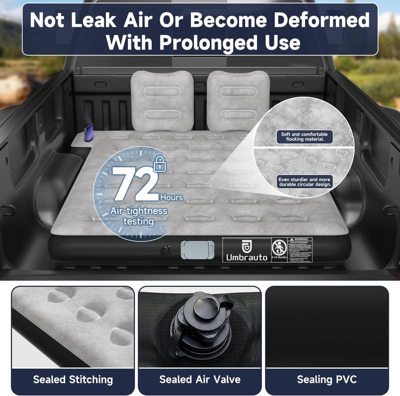Inflatable Truck Air Mattress with Wireless Pump for Outdoor Travel