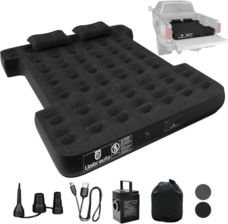 Inflatable Air Mattress for Truck Beds with Rechargeable Pump