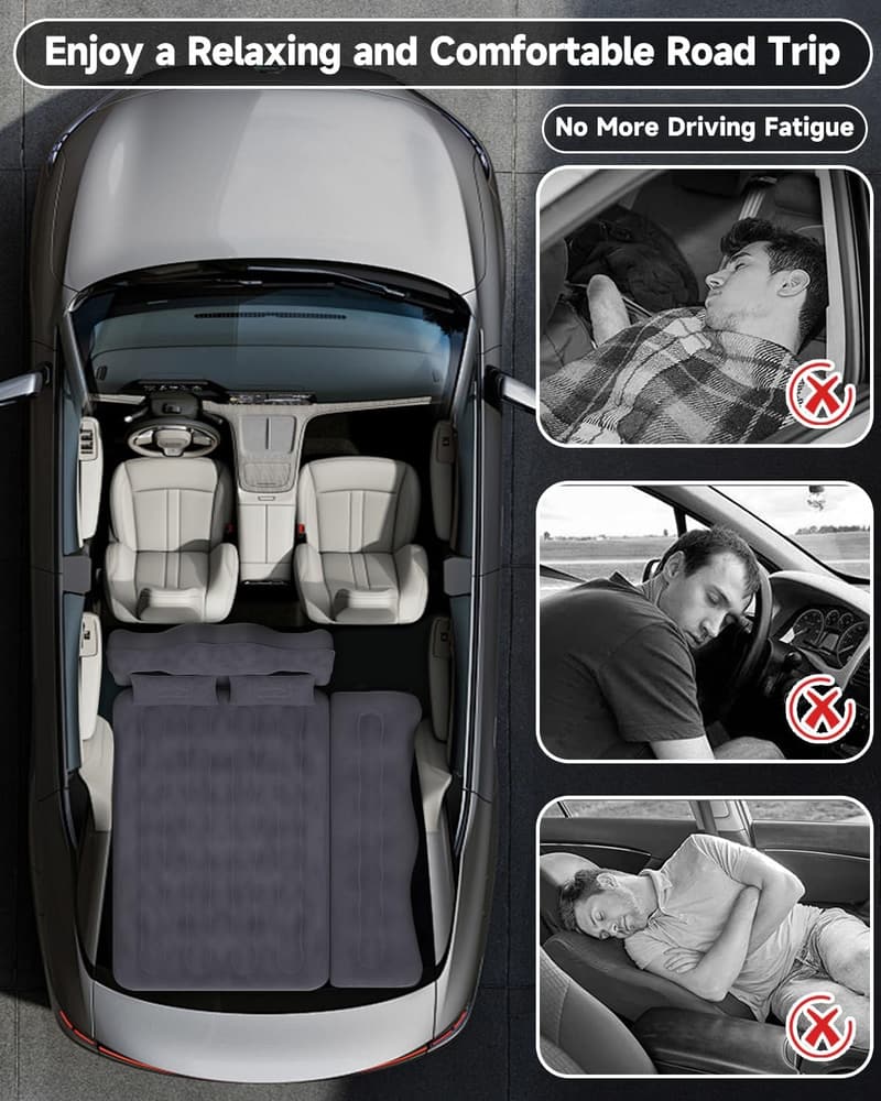 SUV Backseat Inflatable Air Mattress with Pump & Pillows