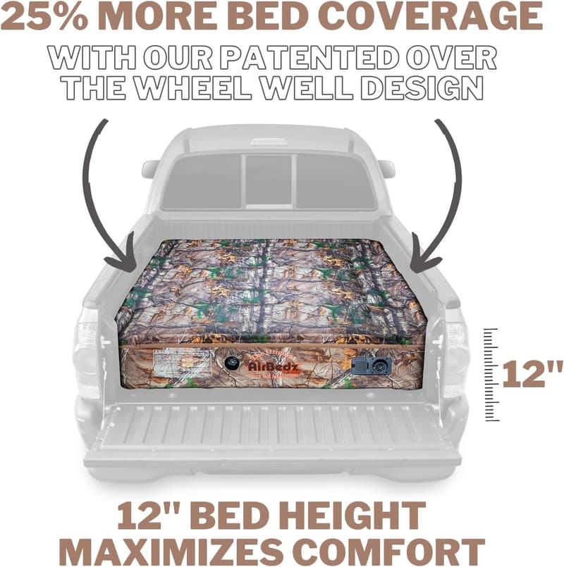 Full-Size Truck Bed Air Mattress with Rechargeable Pump - Camo