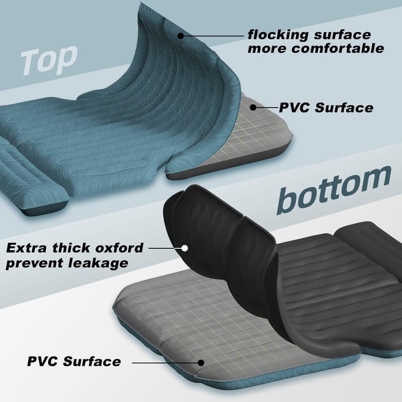 SUV Inflatable Air Mattress with Flocked Surface & Electric Pump