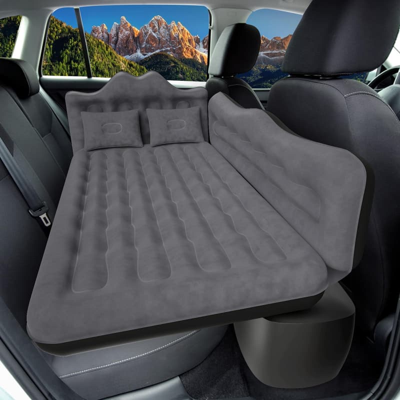 Inflatable Car Air Mattress with Pump & Pillows for Camping