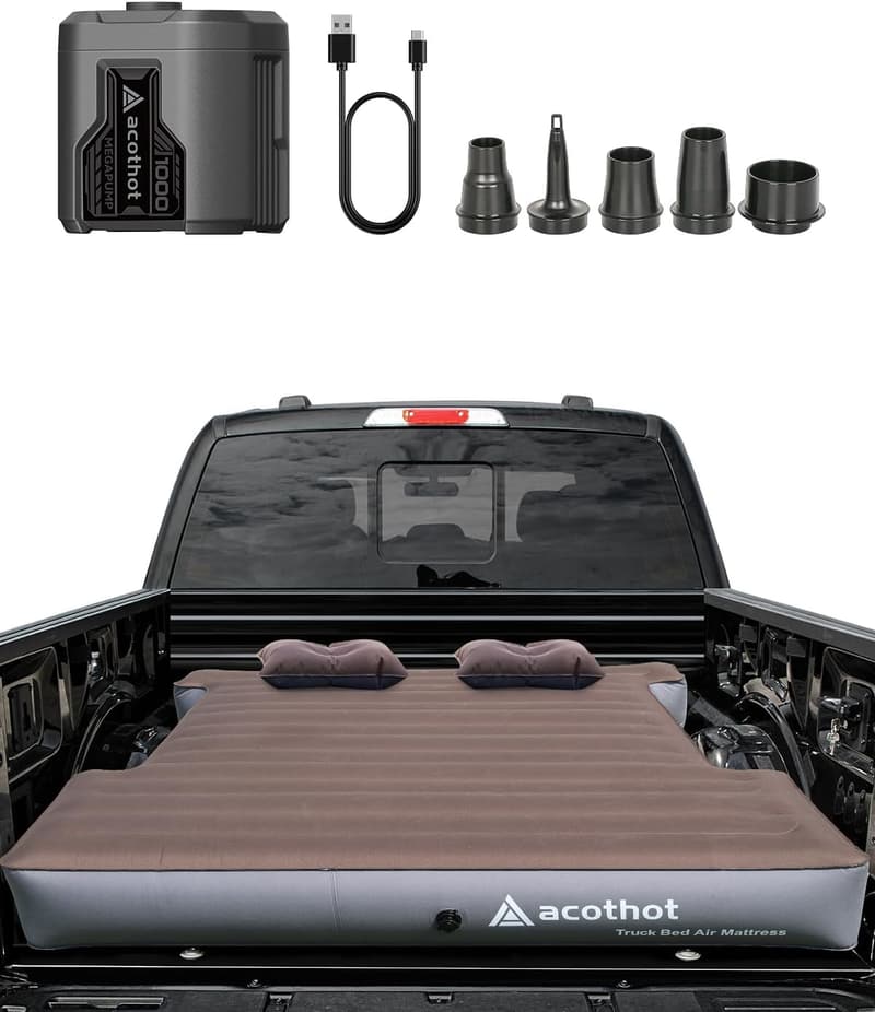 Truck Bed Air Mattress with Rechargeable Pump & Pillows