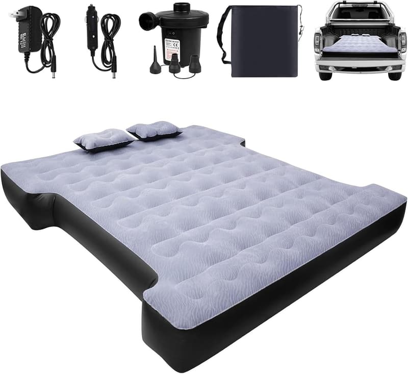 Camping Air Mattress for Pickup Truck with Electric Pump & Pillows