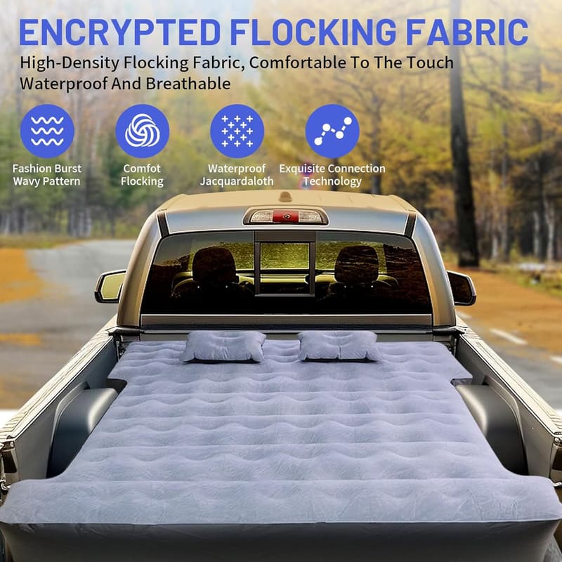 Camping Air Mattress for Pickup Truck with Electric Pump & Pillows