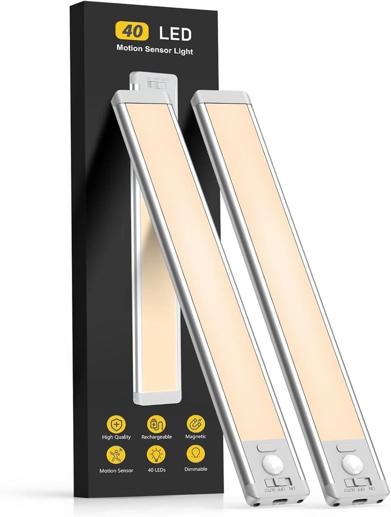 Rechargeable LED Motion Sensor Under Cabinet Lights - 2 Pack