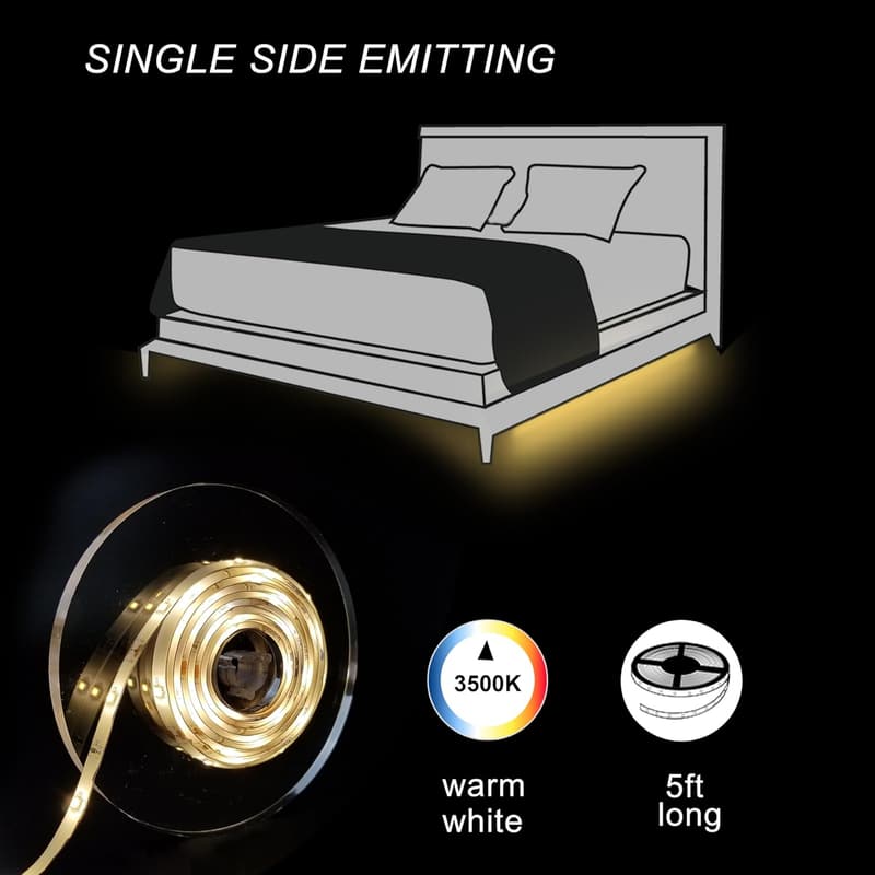Dimmable LED Motion Sensor Bed Lights - 5FT Warm White