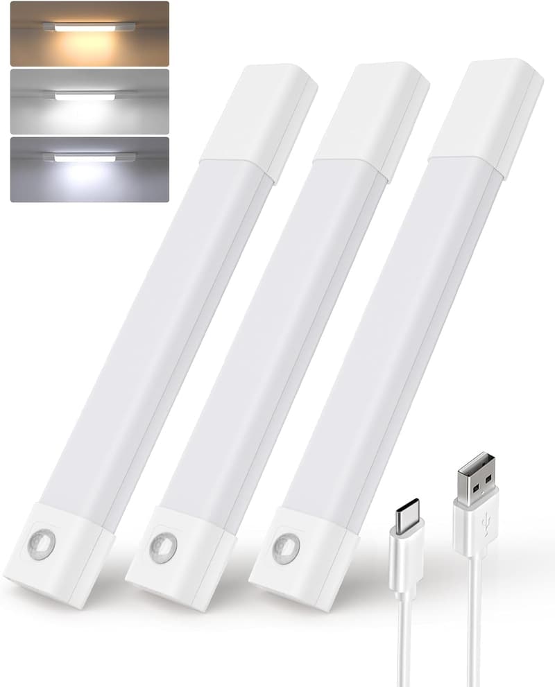 Rechargeable LED Under Cabinet Lights with Motion Sensor (3 Pcs)